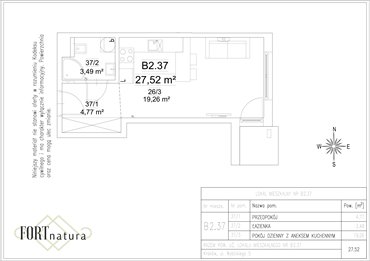 rzut mieszkanie na sprzedaż 28m2 mieszkanie Kraków, Krowodrza, Wybickiego 5