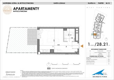 rzut mieszkanie na sprzedaż 28m2 mieszkanie Jastrzębia Góra, Wypoczynkowa