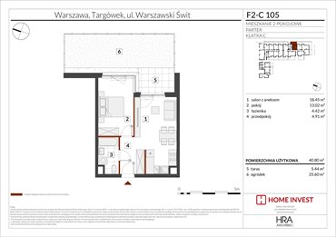 rzut mieszkanie na sprzedaż 41m2 mieszkanie Warszawa, ul. Warszawski Świt
