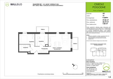 rzut mieszkanie na sprzedaż 56m2 mieszkanie Puck, Pogodna