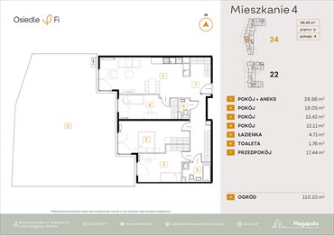 rzut mieszkanie na sprzedaż 96m2 mieszkanie Kraków, Rzemieślnicza 22-24