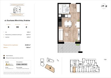 rzut mieszkanie na sprzedaż 30m2 mieszkanie Kraków, Wzgórza Krzesławickie, Gustawa Morcinka