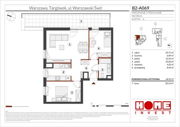 rzut mieszkanie na sprzedaż 65m2 mieszkanie Warszawa, Targówek, ul. Warszawski Świt 12