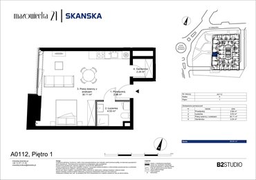 rzut mieszkanie na sprzedaż 39m2 mieszkanie Kraków, Krowodrza, ul. Mazowiecka 21