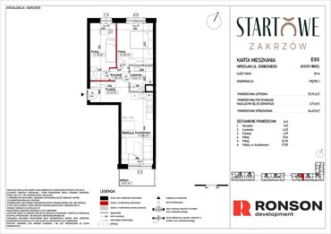 rzut mieszkanie na sprzedaż 54m2 mieszkanie Wrocław, Psie Pole, Zatorska, róg Sobieskiego