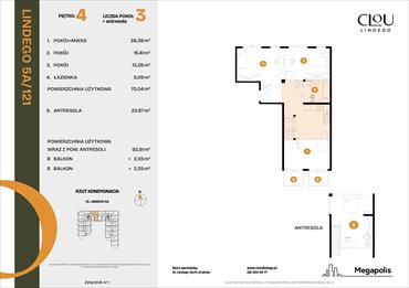 rzut mieszkanie na sprzedaż 70m2 mieszkanie Kraków, Lindego 5a