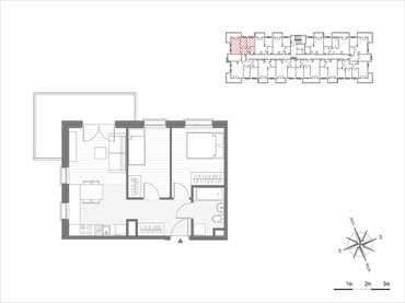 rzut mieszkanie na sprzedaż 45m2 mieszkanie Kraków, Mistrzejowice, os.Piastów 75