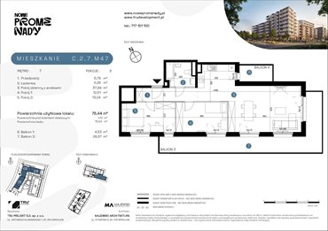 rzut mieszkanie na sprzedaż 75m2 mieszkanie Wrocław, Kleczków, ul. Czochralskiego/ Miłosza