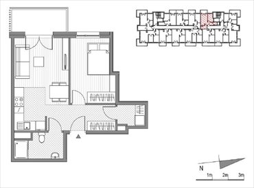 rzut mieszkanie na sprzedaż 41m2 mieszkanie Kraków, Mistrzejowice, Os. Piastów 77