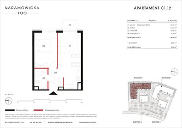 rzut mieszkanie na sprzedaż 39m2 mieszkanie Poznań, Winogrady, Naramowicka 100