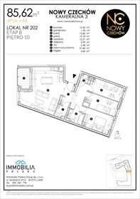 rzut mieszkanie na sprzedaż 86m2 mieszkanie Lublin, CZECHÓW, Kameralna 3