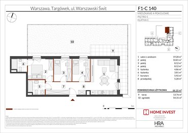 rzut mieszkanie na sprzedaż 66m2 mieszkanie Warszawa, ul. Warszawski Świt