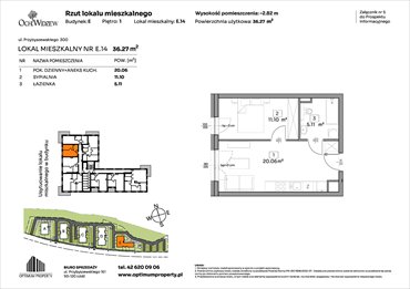 rzut mieszkanie na sprzedaż 36m2 mieszkanie Łódź, Widzew, Przybyszewskiego 292-300