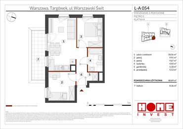 rzut mieszkanie na sprzedaż 49m2 mieszkanie Warszawa, Targówek, ul. Warszawski Świt