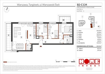 rzut mieszkanie na sprzedaż 82m2 mieszkanie Warszawa, Targówek, ul. Warszawski Świt 12