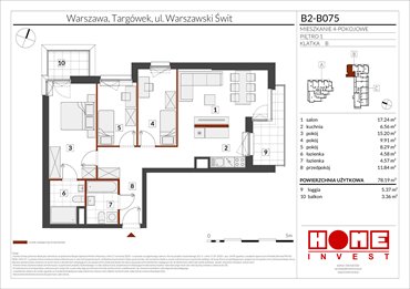 rzut mieszkanie na sprzedaż 78m2 mieszkanie Warszawa, Targówek, ul. Warszawski Świt 12