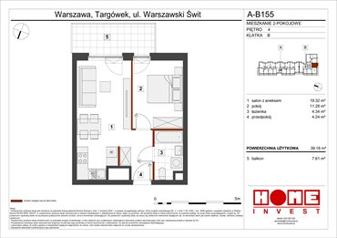 rzut mieszkanie na sprzedaż 39m2 mieszkanie Warszawa, Targówek, ul. Warszawski Świt 12