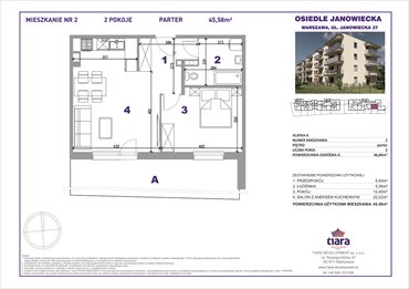 rzut mieszkanie na sprzedaż 46m2 mieszkanie Warszawa, Targówek, Janowiecka 27