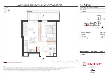 rzut mieszkanie na sprzedaż 37m2 mieszkanie Warszawa, ul. Warszawski Świt