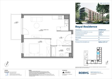 rzut mieszkanie na sprzedaż 43m2 mieszkanie Warszawa, Wilanów, Sarmacka