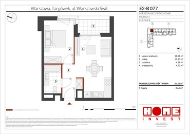 rzut mieszkanie na sprzedaż 38m2 mieszkanie Warszawa, Targówek, ul. Warszawski Świt
