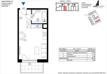 rzut mieszkanie na sprzedaż 30m2 mieszkanie Łódź, Retkinia, Maratońska 49C
