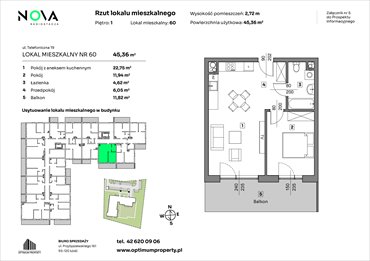 rzut mieszkanie na sprzedaż 45m2 mieszkanie Łódź, Śródmieście, ul. Telefoniczna 19