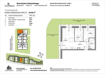 rzut mieszkanie na sprzedaż 54m2 mieszkanie Łódź, Widzew, Przybyszewskiego 292-300