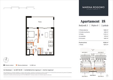 rzut mieszkanie na sprzedaż 44m2 mieszkanie Rogowo, Rogowo 65