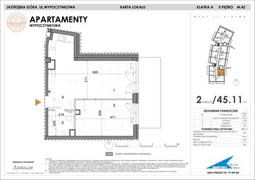 rzut mieszkanie na sprzedaż 45m2 mieszkanie Jastrzębia Góra, Wypoczynkowa