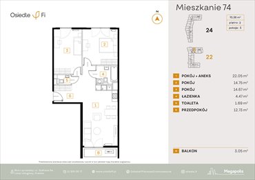 rzut mieszkanie na sprzedaż 70m2 mieszkanie Kraków, Rzemieślnicza 22-24