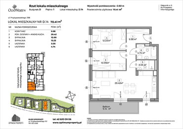 rzut mieszkanie na sprzedaż 70m2 mieszkanie Łódź, Widzew, Przybyszewskiego 292-300