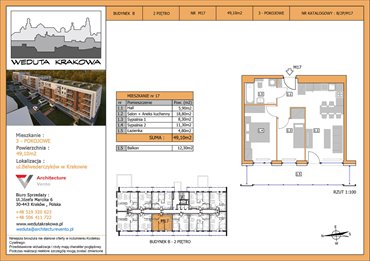 rzut mieszkanie na sprzedaż 49m2 mieszkanie Kraków, Krowodrza, Papierni Prądnickich 48