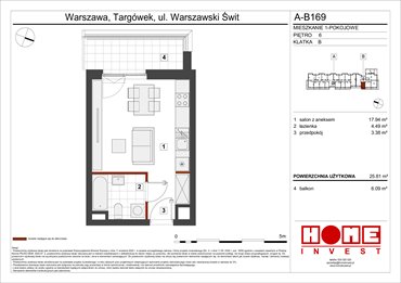 rzut mieszkanie na sprzedaż 26m2 mieszkanie Warszawa, Targówek, ul. Warszawski Świt 12