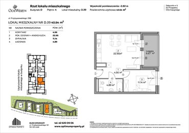 rzut mieszkanie na sprzedaż 44m2 mieszkanie Łódź, Widzew, Przybyszewskiego 292-300