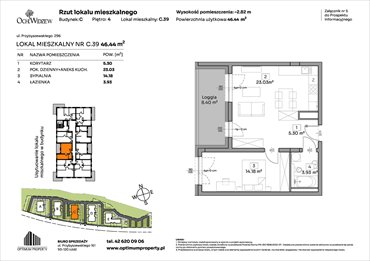 rzut mieszkanie na sprzedaż 46m2 mieszkanie Łódź, Widzew, Przybyszewskiego 292-300