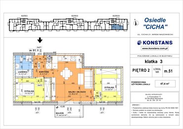 rzut mieszkanie na sprzedaż 47m2 mieszkanie Mińsk Mazowiecki, Cicha 12
