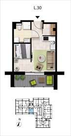 rzut mieszkanie na sprzedaż 28m2 mieszkanie Grzybowo, Nadmorska 98 -106