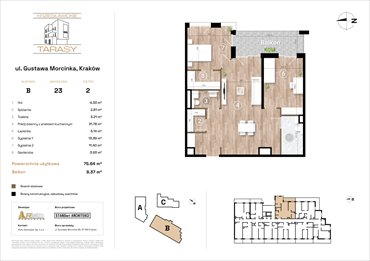 rzut mieszkanie na sprzedaż 76m2 mieszkanie Kraków, Wzgórza Krzesławickie, Gustawa Morcinka