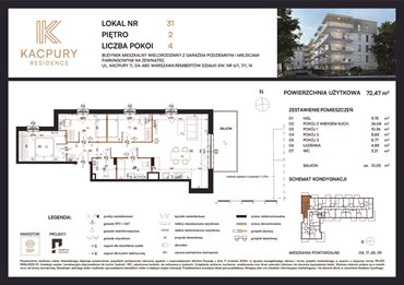 rzut mieszkanie na sprzedaż 72m2 mieszkanie Warszawa, Rembetów, Kacpury 11