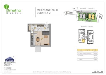 rzut mieszkanie na sprzedaż 30m2 mieszkanie Kraków, Bronowice Wielkie, Smętna 1