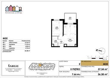 rzut mieszkanie na sprzedaż 36m2 mieszkanie Rumia, Kosynierów 9
