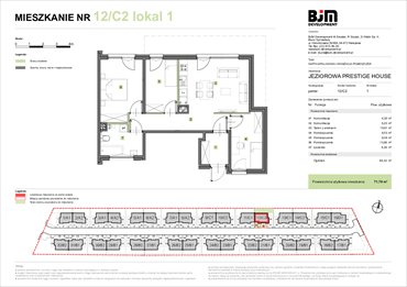 rzut mieszkanie na sprzedaż 72m2 mieszkanie Warszawa, Wawer, Jeziorowa