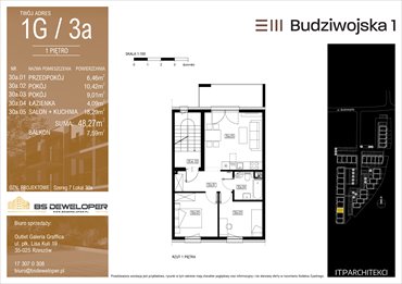 rzut mieszkanie na sprzedaż 48m2 mieszkanie Rzeszów, Budziwojska 3