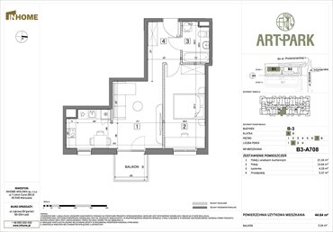 rzut mieszkanie na sprzedaż 45m2 mieszkanie Łódź, Polesie, Wołowa 4A