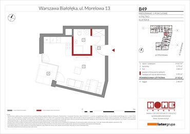 rzut mieszkanie na sprzedaż 27m2 mieszkanie Warszawa, Żerań, ul. Morelowa 13