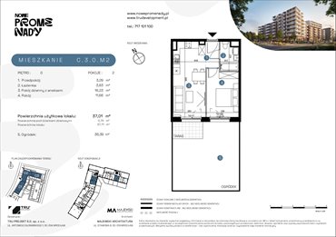 rzut mieszkanie na sprzedaż 37m2 mieszkanie Wrocław, Kleczków, ul. Czochralskiego/ Miłosza