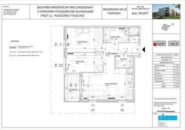 rzut mieszkanie na sprzedaż 54m2 mieszkanie Kraków, Dębniki, Podgórki Tynieckie