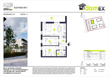 rzut mieszkanie na sprzedaż 54m2 mieszkanie Głogów Małopolski, Niwa, Kościuszki