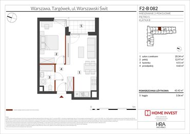 rzut mieszkanie na sprzedaż 42m2 mieszkanie Warszawa, ul. Warszawski Świt